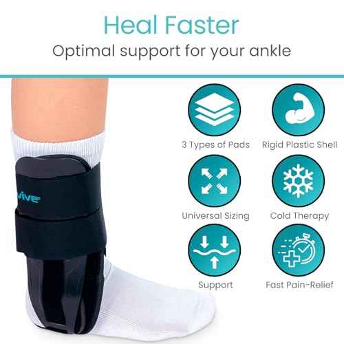 Vive Ankle Stirrup Brace - Air Gel Stabilizer for Ankle Sprain, Tendonitis Support for Men & Women - Right & Left Foot -Achilles Tendon Compression Relief -Fracture Treatment - Hot & Cold Therapy