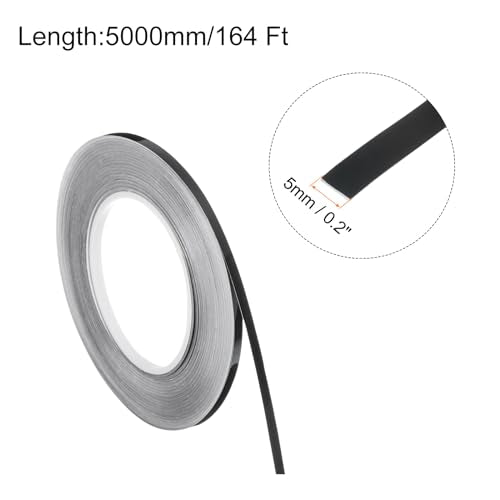 uxcell 0.2 Inch x 164Ft Foil Self Adhesive Tile Sticker Gap Sealing Tape Strip, Self Adhesive Metalized Polyester Film Tape for Graphic Arts, Wardrobe Crafts, Tile Trim Black