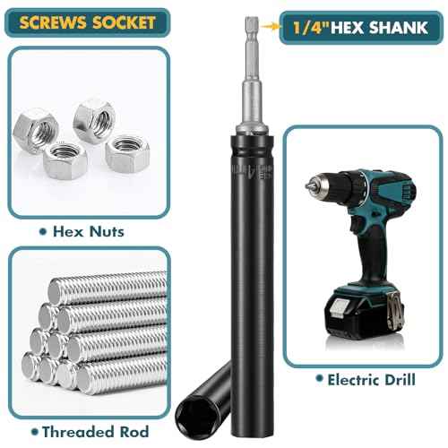 Blulu 9/16"(14mm) Power Nut Driver, Nut Runner Hollow Socket with 1/4" Hex Shank, Fit Long Bolts and Ductwork for Overhead Fastening Applications Operations(1 Pack,6 Inch)