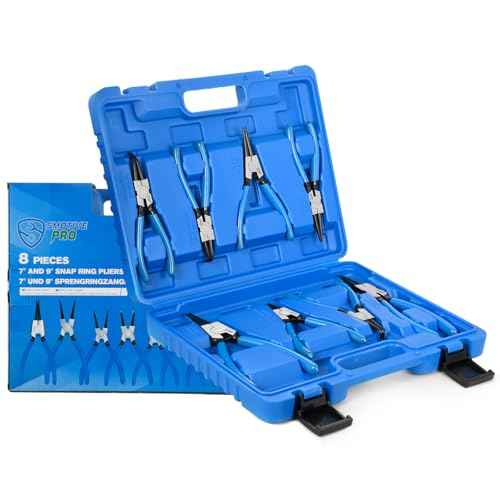 8 Piece Precision Snap Ring Pliers Set ? 7" & 9" Internal/External Circlip Pliers, 3 Angle Tips (0¡Æ 45¡Æ 90¡Æ), Heavy Duty CR-V Steel