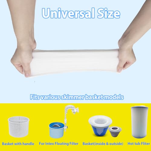 WXFANA 100-Pack Pool Skimmer Socks, Pool Fliter Socks Swimming Pool Skimmer Basket Sock Pool Filter Socks Pool Cleaning Filter Socks Cleans Debris and Leaves for In-Ground or Above Ground Pools