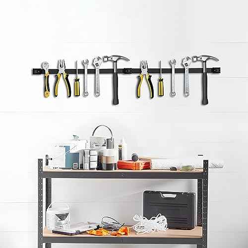5 Pack Magnetic Tool Holder, Magnetic Strips Tool Magnet Bar PVC Coated for Garage Tool Organizer 16 In