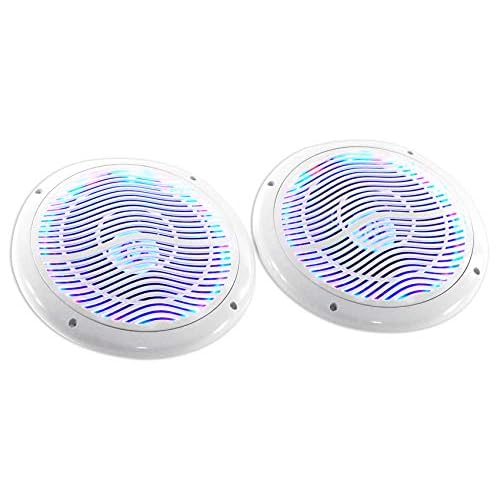 Rockville RMC80LW 8" Marine Speakers, 800W 2-Way, White, Multi-Color LED Lighting with Remote, Waterproof and UV Resistant for Boats and Outdoor