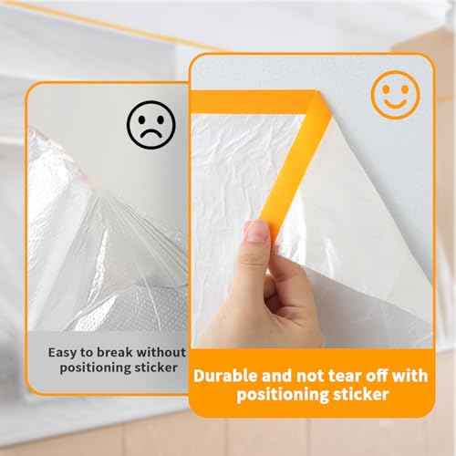 Painters Plastic with Tape 22" x 66',Pre-Taped Masking Film for Painting,Paint Protection Film with Built-in Tape, Drip-Free Painting for Cars,Walls, Floors, Furniture£¨2 Rolls£©