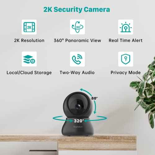Septekon Indoor Security Camera 2K, 360¡ÆPan Tilt Baby Monitor Pet Camera 2 Pack, 2.4GHz Wi-Fi Camera with Night Vision, Motion Detection, 2-Way Audio Siren, Cloud/SD Card, Works with Alexa, Black