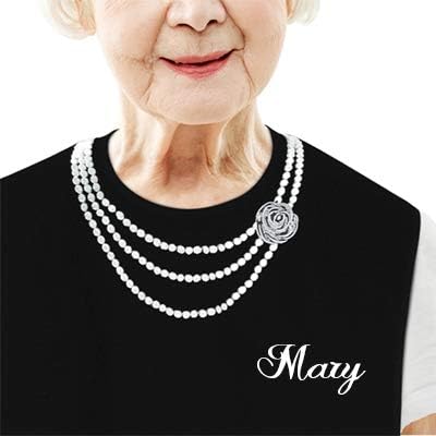 Women's Waterproof Adult Bib with Embroidered Design, Reusable, Washable Pearl Necklace (Personalized)