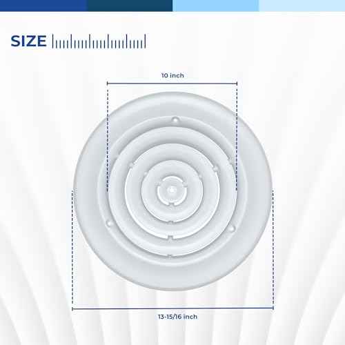 Fits 10 Inch Neck Air Duct | Steel Round Air Supply Diffuser for Ceiling by Handua | 10" Neck Steel Butterfly Damper&Handle Included | Round Diffuser Vent Cover | White | Outer Dimension: 13-15/16"