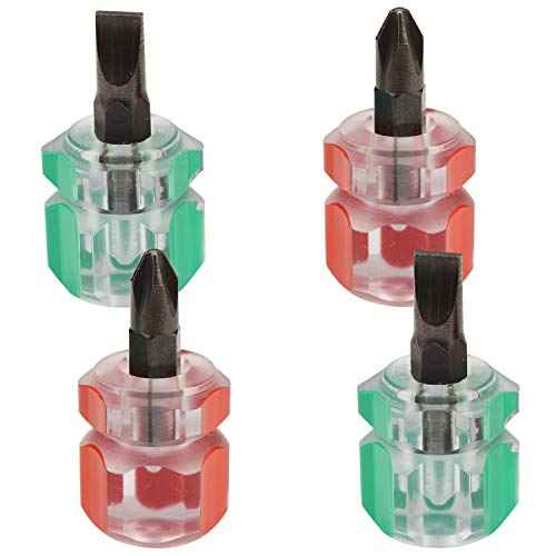 Sewing Machine Screwdriver Mini Stubby Screwdriver Set - Ultra Short Pocket Screwdrivers for Narrow Spaces, 4 Pieces with Flat Head and Phillips Head