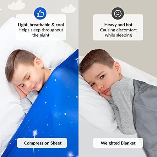ODOXIA Sensory Compression Blanket | Spandex Bed Sheet for Kids & Adults | Deep Relaxing Feeling | Star Theme | Breathable & Stretchable | Queen