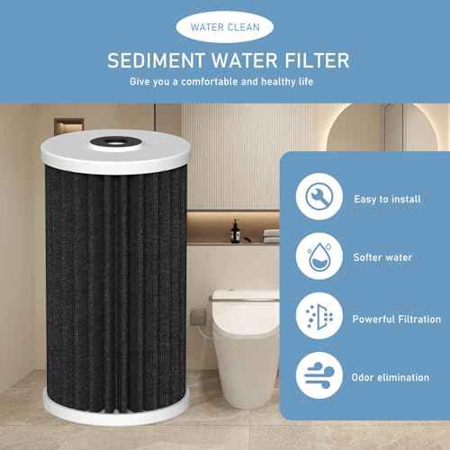4.5"x10" 5 Micron Carbon Sediment Water Filter Replacement Cartridge Compatible with AO Smith, Whirlpool, Omni, Culligan Whole House Filtration Systems - AO-WH-PREL-RCP, 2 Pack