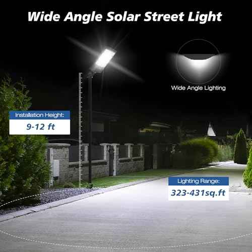 Solar Lights Outdoor Waterproof - Super Bright Solar Street Lights Outdoor Dusk to Dawn with Motion Sensor and Remote Control, Wide Angle Commercial LED Street Light IP67 Waterproof 2 Packs