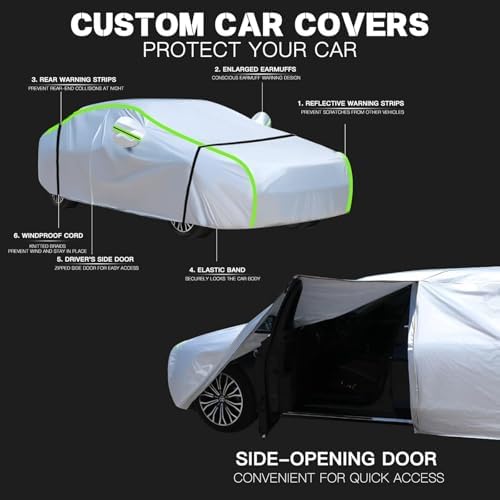 Car Cover Waterproof for Mercedes-Benz CLA180/CLA200/CLA220/CLA250, Outdoor Full Car Covers with Door Zipper, Large Auto Cover Sun Snow Rain UV Heat Dust Resistant