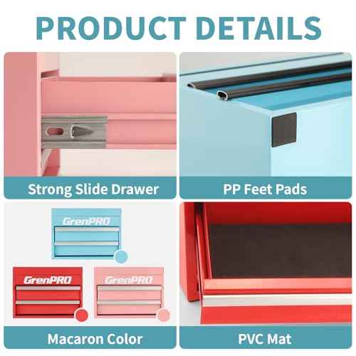 Mini Tool Box Metal with Drawers, Miniature Tiny Steel Tool Box, Mini Toolbox with PVC Liners and PP Feet Pads, Free Storage Containers & Tool Chest