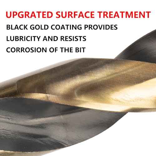 1-1/2 Inch Cobalt Drill Bit 1.5" HSSCO High Speed Steel M35 S&D Twist Drill Bit for Stainless Steel 1/2" Reduced Shank 6" OAL 135-Degree Split Point