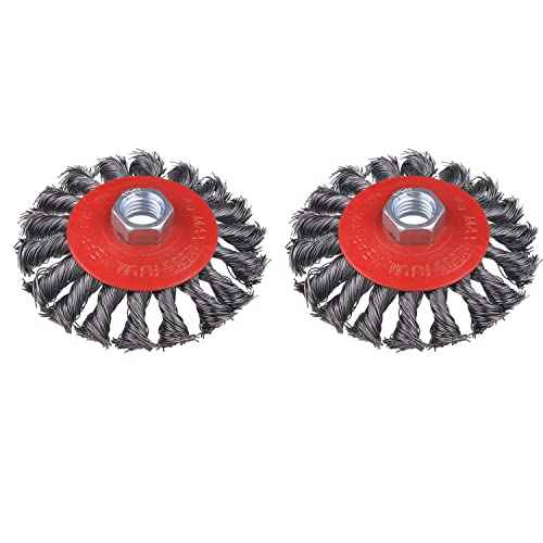 Wire Wheel for 4 1/2 Angle Grinder, 2 Pack 4 Inch Twist Knotted Wire Wheel for Grinders, with 5/8 Inch-11 Threaded Arbor, Angle Grinder Wire Wheel for Heavy&Light Duty Work