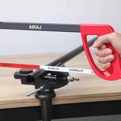 AIRAJ 12 In High-Tension Hacksaw with 24 TPI Bi-Metal Blade,Hand Saw Suitable for Metal, Wood, PVC