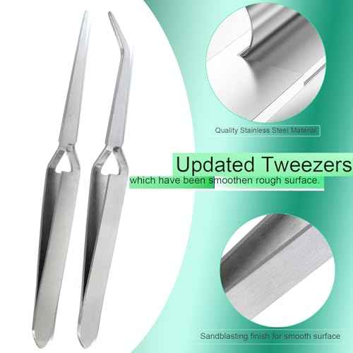 Cross Lock Tweezers 4PCS, SKZIRI 4 Pieces Reverse Tweezers Locking Tweezers Set Stainless Steel Bent and Straight Tip Cross-Locking Tweezers forJewelry DIY Craft Electronics (4)