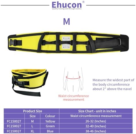 Gait Belts with Padded Handles,Transfer Belts Physical Therapy Belt for Seniors Moving, Lifting Belt Assist Patient/Elderly(Yellow, Medium)