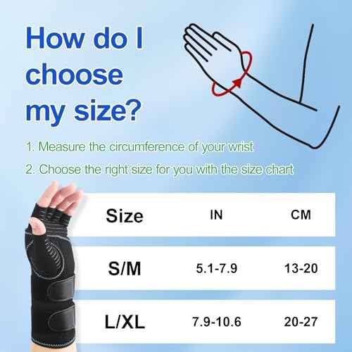 CHIYAN Carpal Tunnel Wrist Brace with Copper Arthritis Glove, Adjustable Metal Splint Stabilizer Wrist Support Women Men for Day Night Sleep Pain Relief Work, Typing, Tendonitis, Sprains