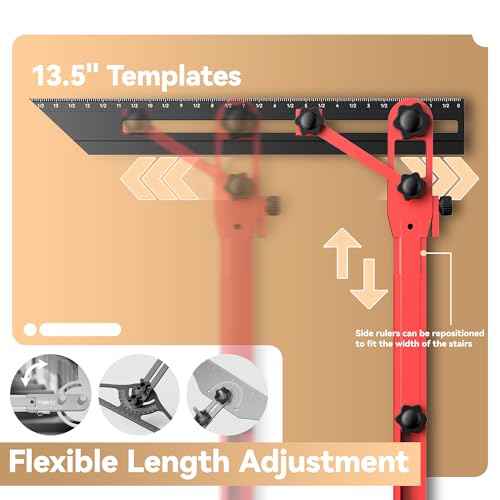 2025 New Upgrade Stair Tread Template Tool, 72¡° Adjustable Length Stair Tread Measuring Tool,Stair Tread Jig for Measuring Stairs,Riser,Stair Gauge Tool Perfect for Carpenters & DIY Projects