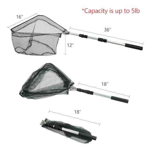 RESTCLOUD Fishing Landing Net with Telescoping Pole Handle, Fishing net Freshwater for Kids Men Women, Extend to 40-63 Inches