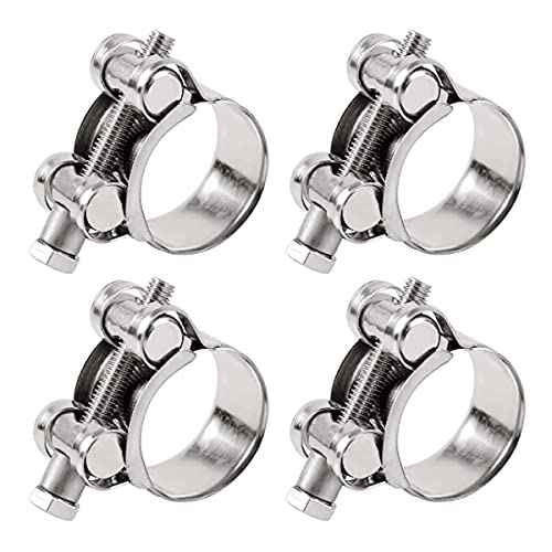 T-Bolt Hose Clamps, Adjust Tube Clamps 23-25mm 304 Stainless Steel Heavy Duty Pipe Tube Clamps (4 Pcs)