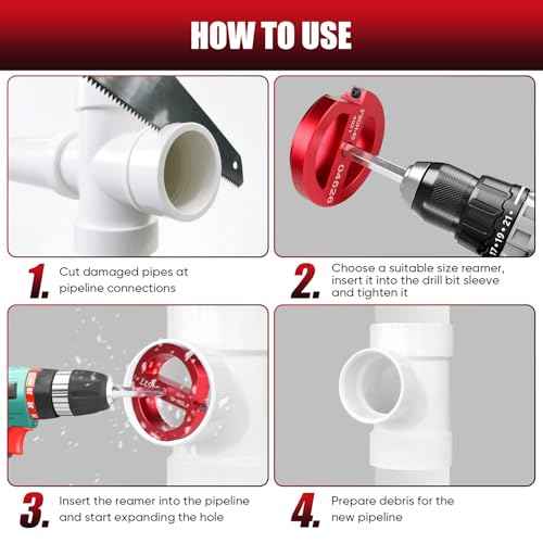 PVC Pipe Reamer Kit, Plastic Pipe Fitting Reamer Tool for Plumbing, 1 Blades PVC Fitting Saver for SCH40, ABS, CPVC Pipe, 6 PCS (3/4", 1", 1-1/2", 2", 3", 4")