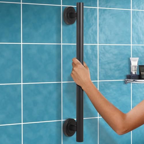 Lava Odoro Shower Grab Bar, Modern Set Stainless Steel Handicap Grab Bar for Bathtubs and Showers, Shower Safety Bar for Seniors Disabled, ADA-Compliant (Matte Black, 12 Inch)