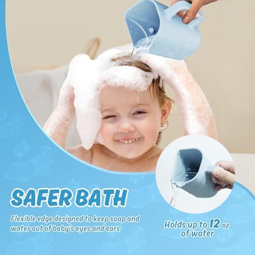 Silicone Portable Hair Wash Station for Kids, Hair Washing Basin with Rinse Cup for Children, Toddlers and Teens on Bathtub or Sink, Tear-Free Shampoo Bowl for Children (Blue)