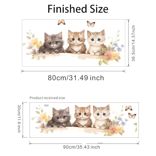 Cozy Kittens Wall Stickers, sacinora Cute Cartoon Cat Butterfly Art Wall Decals Removable Vinyl Peel and Stick for Baby Boy Girl Nursery Living Room Bedroom Toddler Room Kindergarten Home Decorations