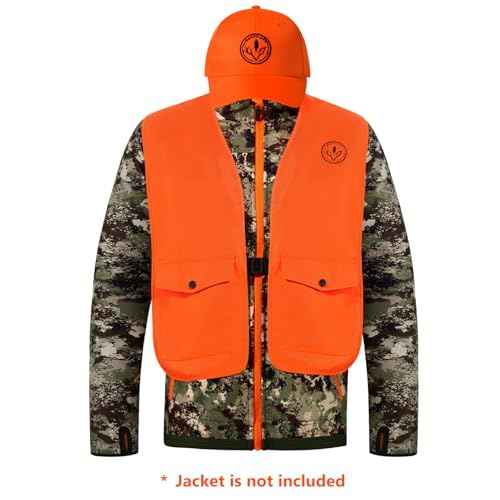 BASSDASH Blaze Orange Hunting Safety Vest & Baseball Hat Unisex Highly Visible Water Resistant Quick Dry for Fishing Hiking