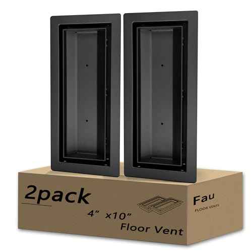 4x10 Floor Register, Heavy Duty Steel, 50% Higher Ventilation Performance Than Others, Sandtex Black Finish, Sleek Modern Design, Fits Tile Wood Inserts, Floor Vent Covers for Home Floor