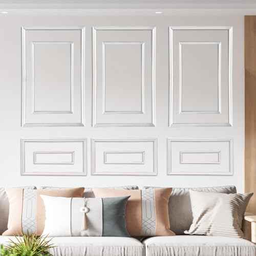 3 Set Peel and Stick Wall Molding Kit - Inner and Outer Layers Style Accent Wall Molding, Ready-to-Assemble Pre Made Wainscoting Wall Panel for Home D?cor (Premium Textured Finish)