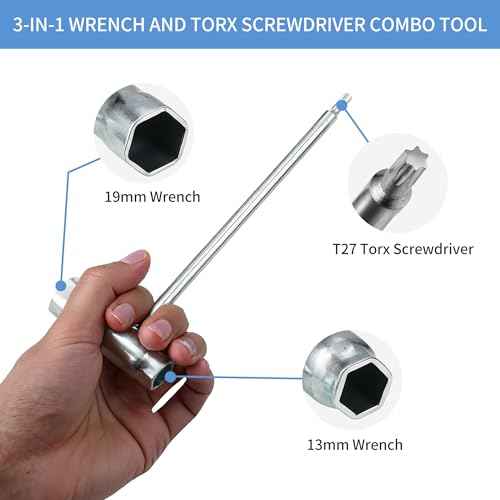 Combination Wrench 19mm x 13mm (3/4" x 1/2"), T-Wrench and T27 Torx Screwdriver Combination Chainsaw Tool, Fit for Stihl TS350, TS350AVE, TS360, TS400, TS460, TS700 and TS800 Cutquik Saws