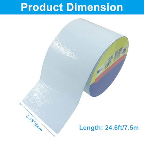 Waterproof Repair Tape, UV-Proof Multi-Surface Instant Seal Patch Repair for RV Awning, Boat Cover, Tent, Tarp & Canvas (3 Inch x 24.6FT, White)