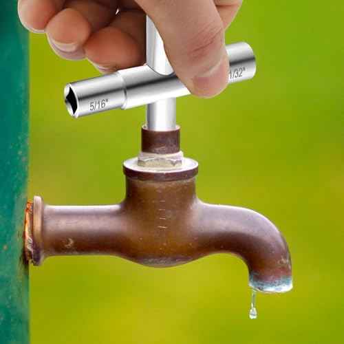 Water key, 2 Pcs 4 Way Sillcock Key, 1/4", 9/32", 5/16", 11/32, Commercial Water Meter Key for Faucet, Hose Bib, Spigot, Valve and Gas Fire Pits