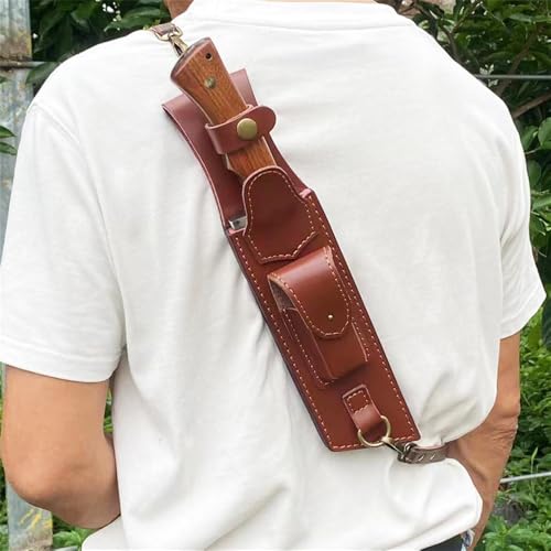 12.99" Large Leather Fixed Blade Knife Sheath,EDC Back Organizer for Work and Daily Use,Leatherman Sheath,EDC Pocket Organizer for Ourdoor Camping,Gifts for Men for Multitool,Brown