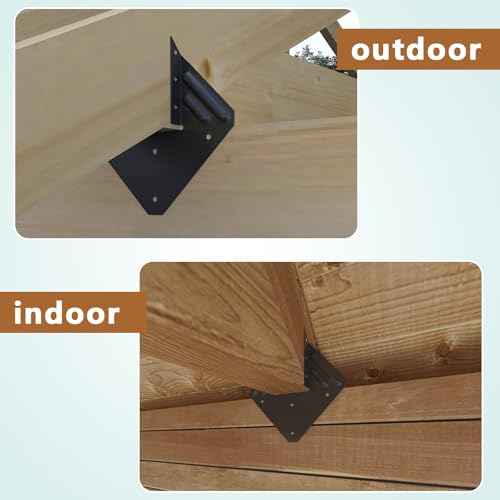 50pcs Hurricane Ties for Rafter, 14-Gauge Hurricane Straps Brackets Fit 2x4, 2x6 Truss to Rafter Connector, Hot Dip Galvanized Black Joist Hangers for Roofing Wood Timber, Hurricane Clips with Gloves