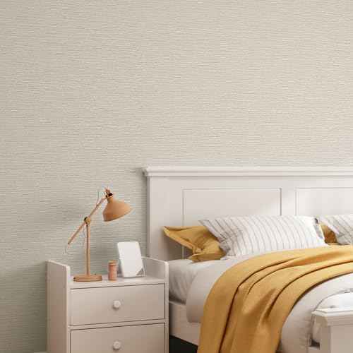 Grasscloth Peel and Stick Wallpaper 20.8"x394" Cream Thick Fabric Textured Linen Classic Faux Grassweave Neutral Removable Wallpaper Vinyl Film Roll for Home Use