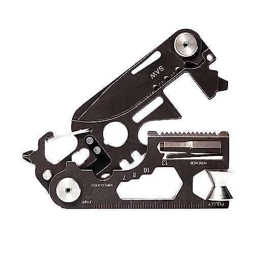 28 in 1 EDC Multi-function Tool, Keychain portable Metal Pocket Tool for men, Wrench for Screw, Ruler, Pulley, Spoke Tool,bottle opener, thread cutter, Self-locking Pocket Knife Multitool