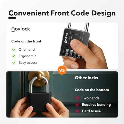 Combination Locks for Outdoor & Indoor | Heavy Duty, Weatherproof, 4-Digit Security | Padlock for Lockers, Gates, Fences, Sheds, Storage | 4-Pack, Black