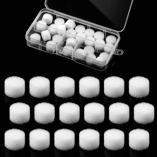 20 Pcs Replacement Air Filter Sponge for Compressor Foam Filters Round White Replacement Sponges with Portable Storage Box for Compressor System Accessories Cool Mist Device Inhaler