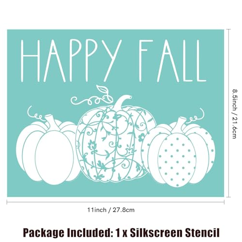 Briartw Happy Fall Pumpkins Silkscreen Stencil 8.5x11 Reusable Self-Adhesive Mesh Stencils Silk Screen Stencil Printing for Polymer Clay Home Decoration Printing on Wood Fabric Wall Cup Plate Glass