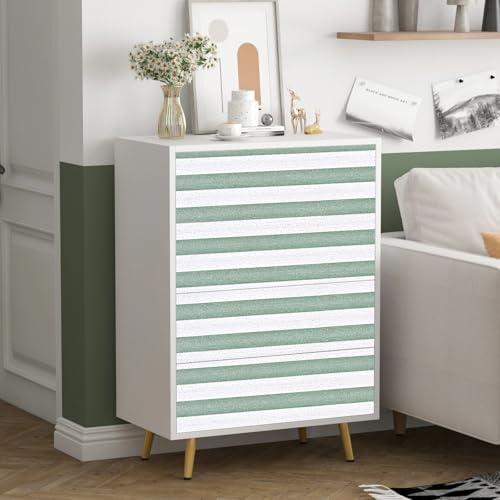 Striped Sage Green Wallpaper Peel and Stick Boho Silver Stripe Textured Contact Paper 15.7"x118" Self Adhesive Removable Waterproof Vinyl Wallpaper for Bedroom,Cabinets,Drawer Liners