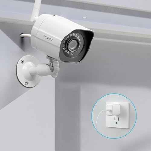 Zmodo Outdoor Wireless Security Camera System, 2 Pack 1080p Full HD Smart Home Indoor Outdoor WiFi IP Cameras with Night Vision, Plug-In, Compatible with Alexa