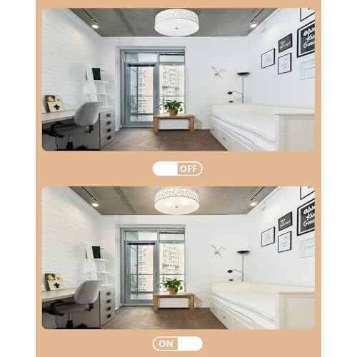 2-Light Flush Mount Ceiling Light, 12 inch Modern Close to Ceiling Light Fixture with White Metal and Frosted Glass Shade for Hallway, Kitchen, Bedroom(2 PK)