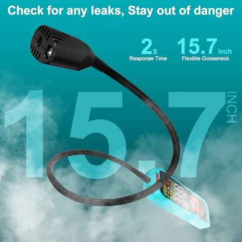 Kiprim Gas Leak Detector with Extended 15.7-Inch Gooseneck,PPM or%LEL Gas Real-Time Gas Concentration Display Portable Natural Gas Tester with Audible & Visual Alarm for Home and RV GD02