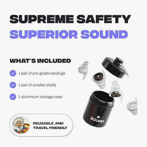 Zound High Fidelity Earplugs for Concerts - Reuseable High Fidelity Concert Ear Plugs for Noise Reduction, Festival Ear Plugs & Music Festival Essentials, Rave Earplugs & Rave Accessories (1 Pack)