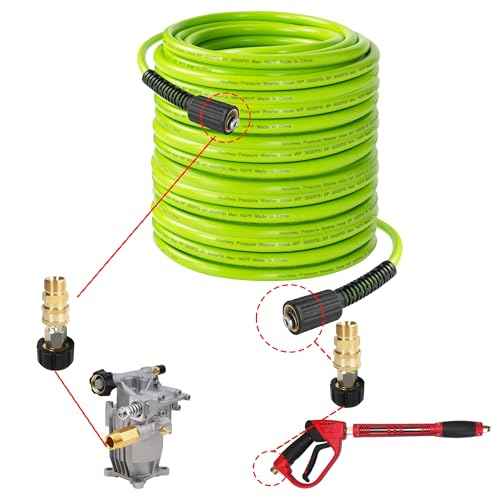 Hourleey Pressure Washer Hose 100 FT, 3600 PSI Flexible Kink Resistant Power Washer Hose Replacement, 1/4" Quick Connect Pressure Hose Extension, Green