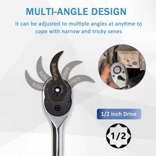 Pry Bar Wrench Adaptor Head, Ratchet Pry Bar Attachment 1/2" D 8pt (Square) Profile, Crowbar Adapter Head Tool, Adjustable Angle Head Pry Bar Fits1/2 Ratchet for Tight Spaces